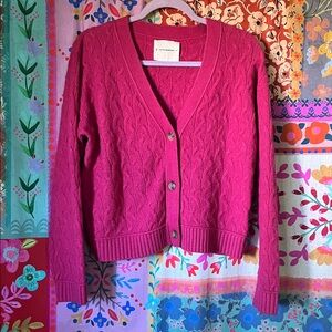 Cozy LUCKY BRAND Textured Fuchsia Knit Cardigan Size XS
